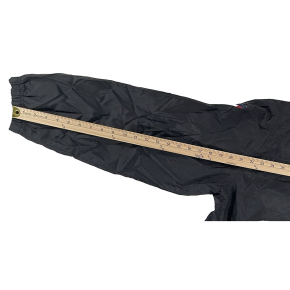 VTG 90s Tommy Hilfiger Athletics Mens M Black Hooded Anorak Pullover Y2k Jacket - Picture 9 of 9